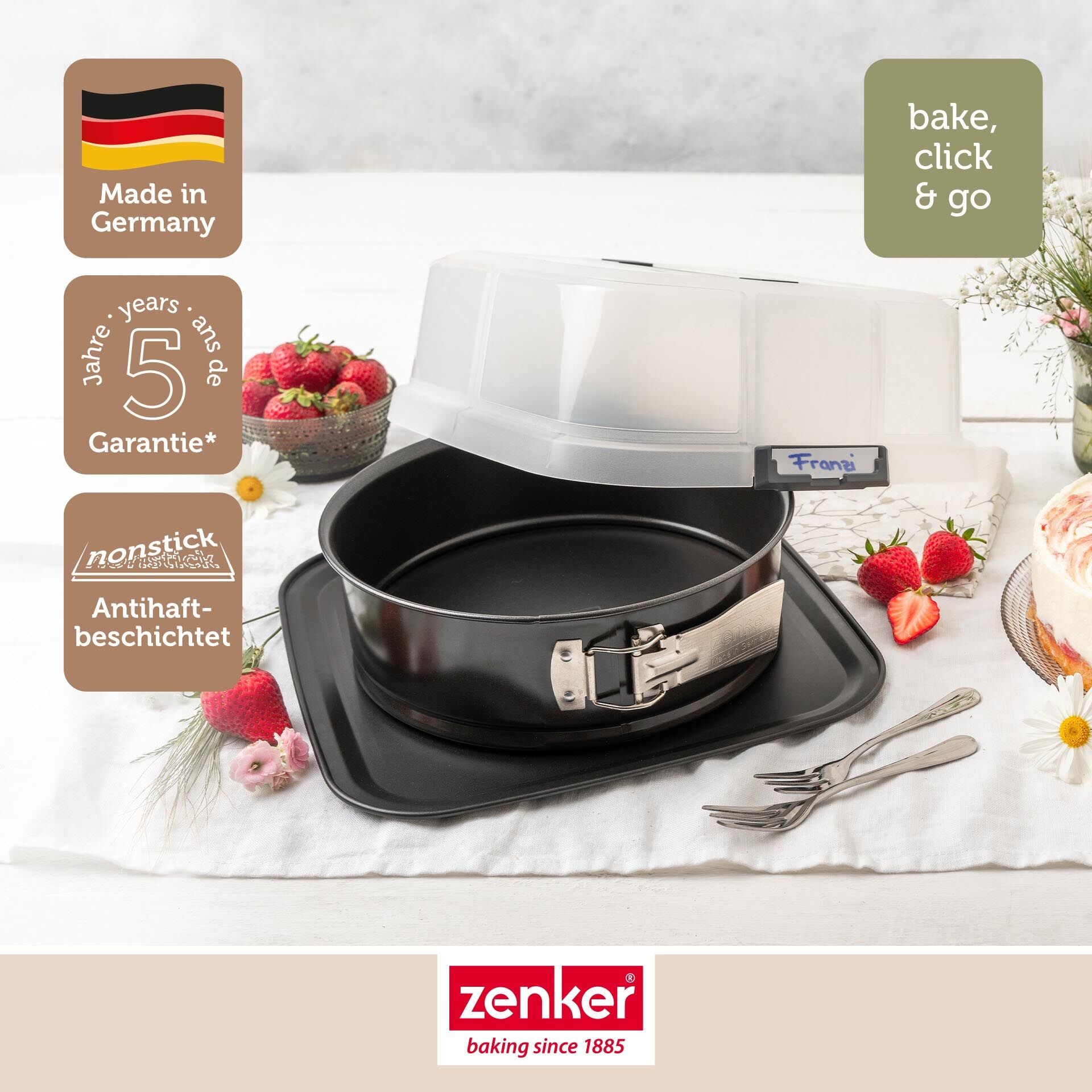 Springform Ø24 cm med transportlokk non-stick - Zenker med magnetskilt