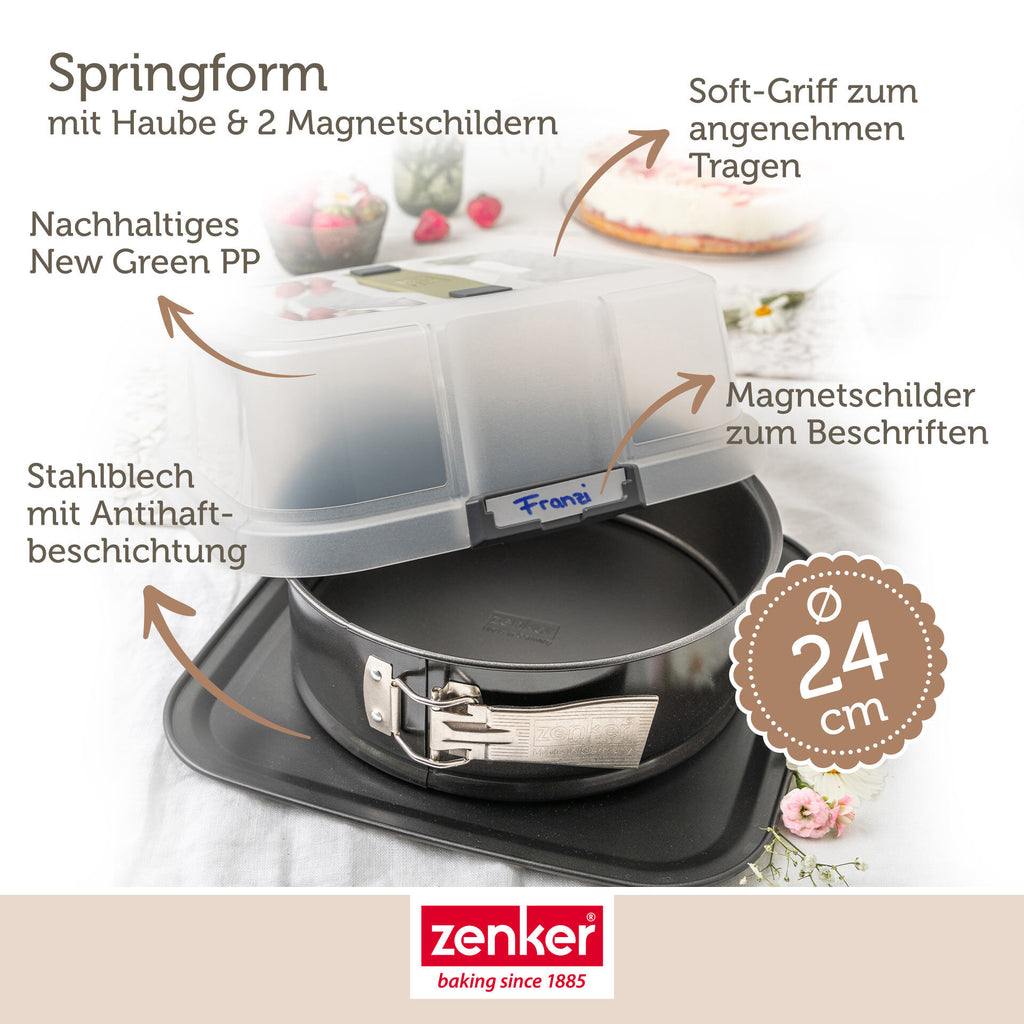 Springform Ø24 cm med transportlokk non-stick - Zenker med kake i