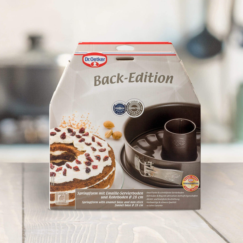 Springform Ø28 cm med flat- og rørbunn non-stick - Dr. Oetker bakside