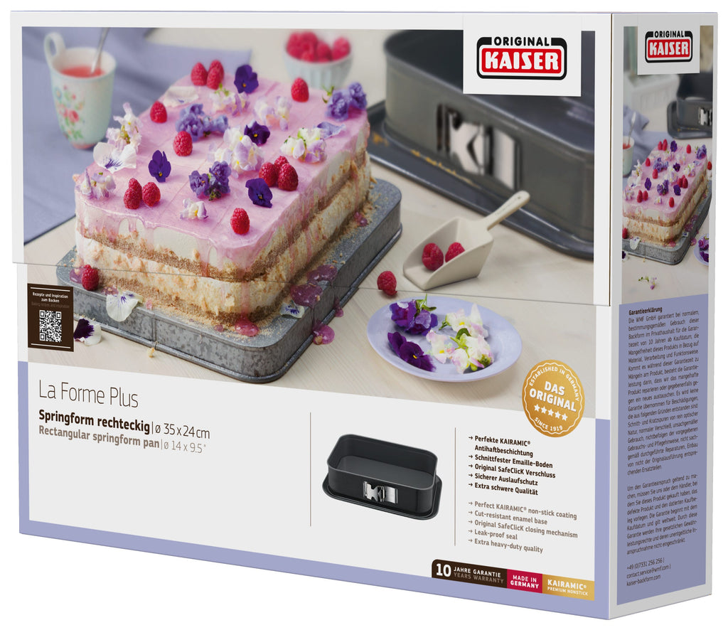 Springform rektangulær 35x24 cm med SafeClick non-stick klar til baking