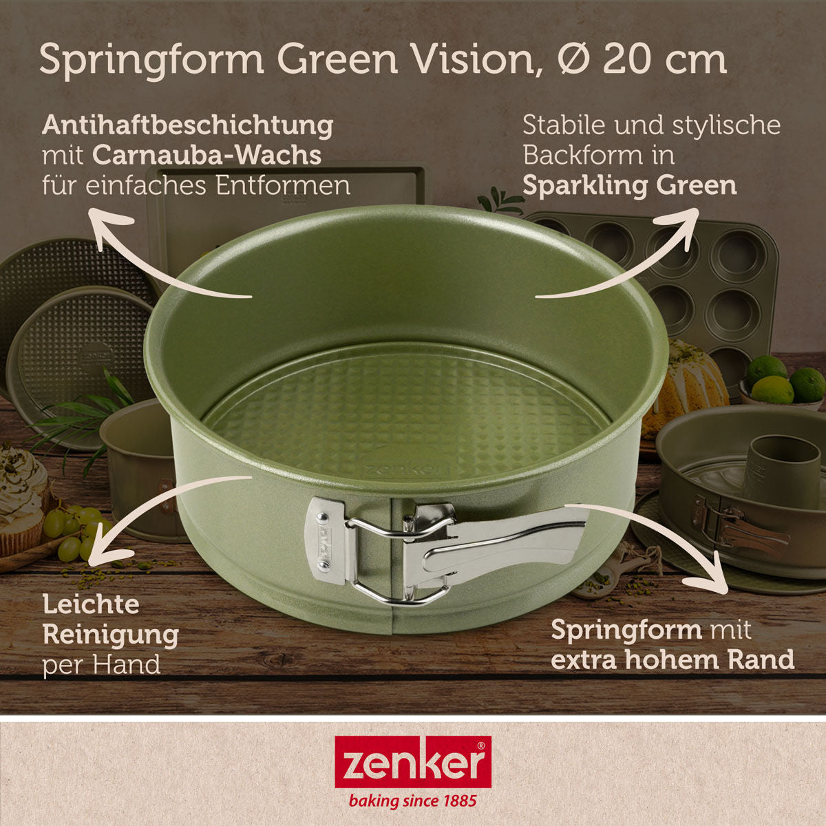 Montert Springform med flat bunn Ø20 cm non-stick Green Vision i kjøkkenmiljø