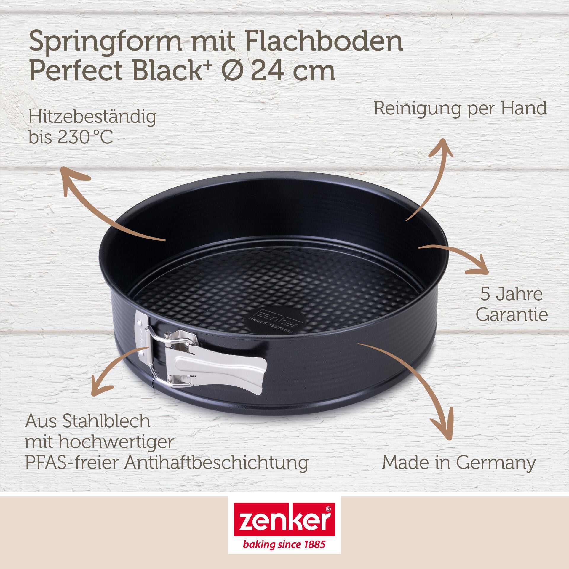 Detalj av rilled kant på Springform med flat bunn Ø24 cm non-stick stål - Zenker