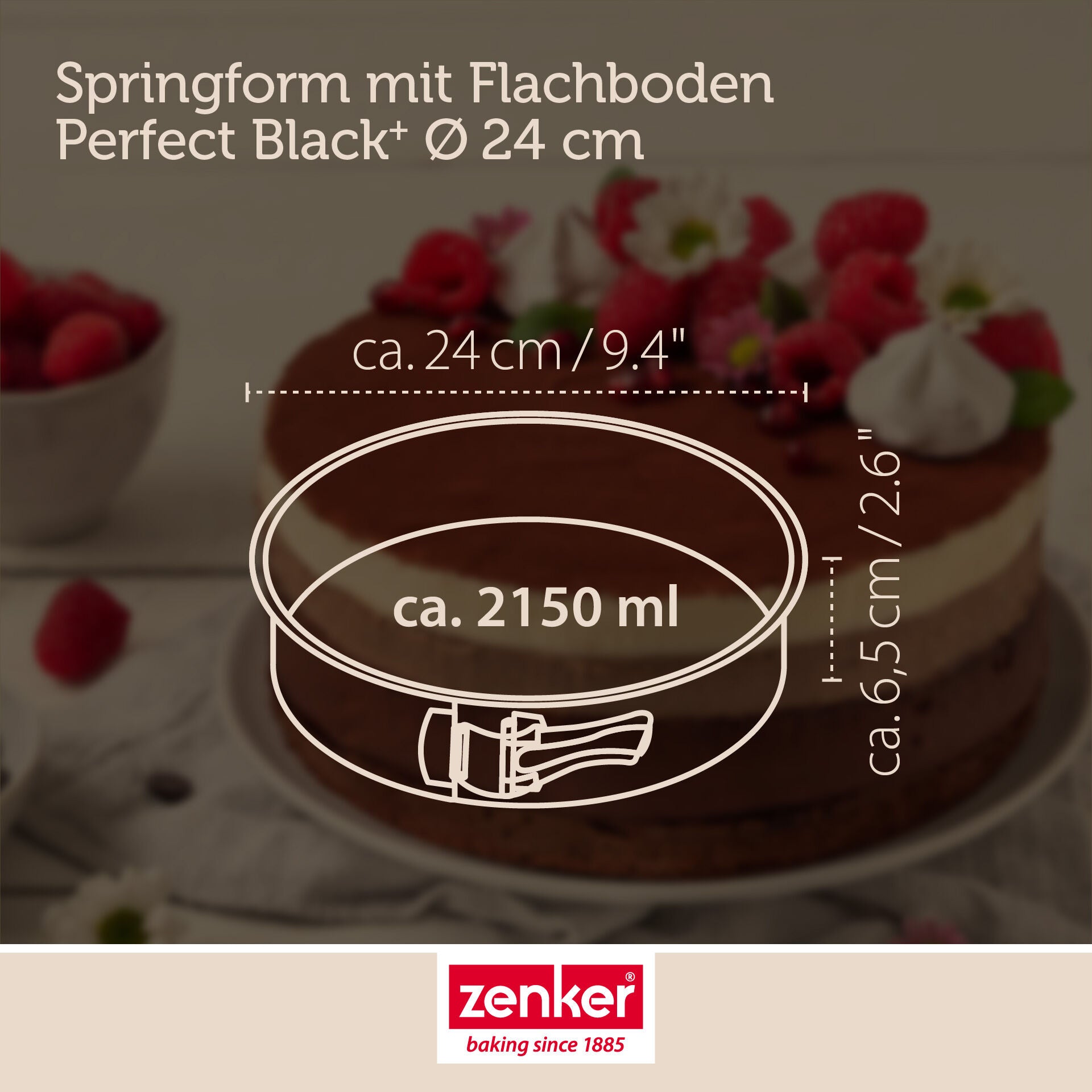 Springform med flat bunn Ø24 cm non-stick stål - Zenker montert og klar til bruk