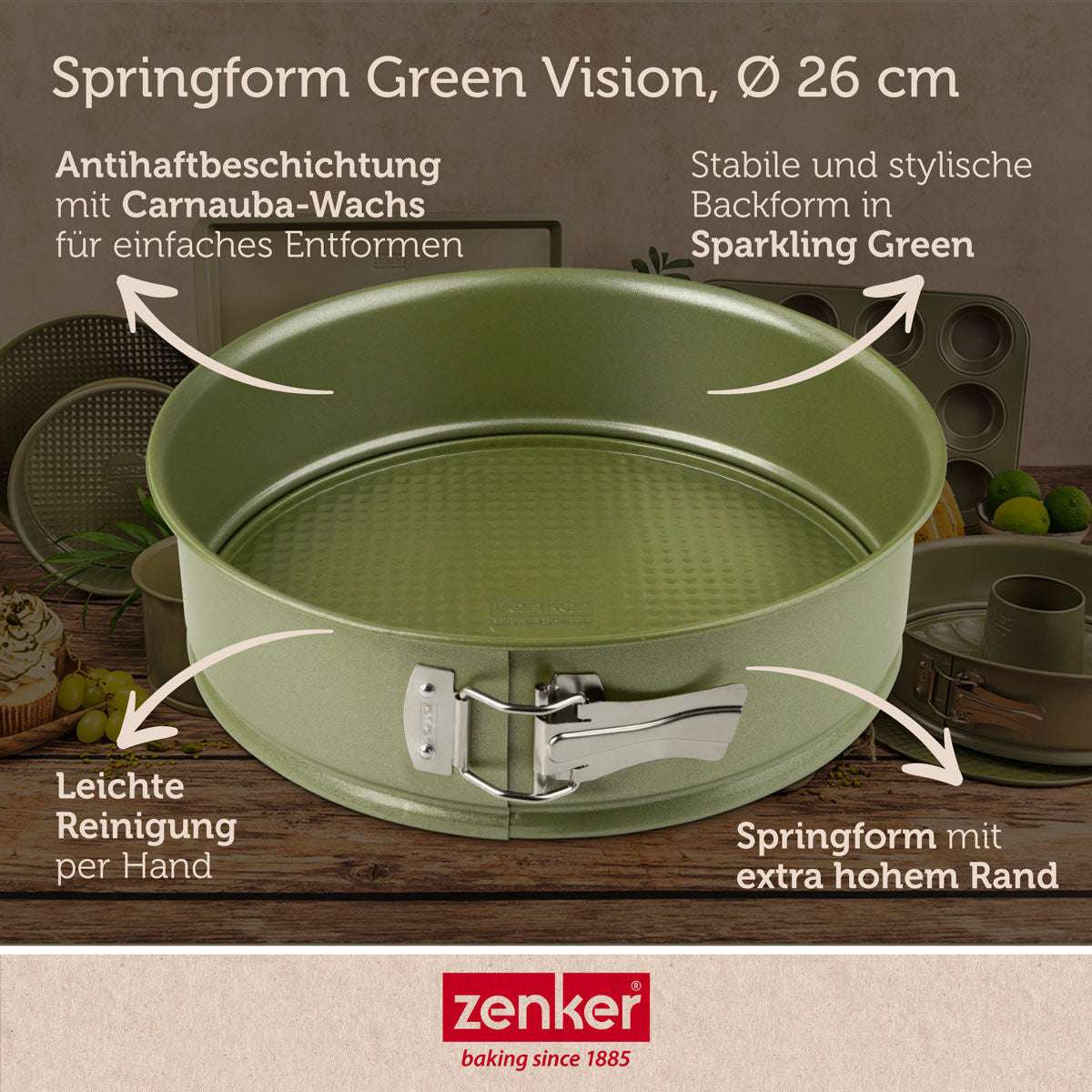 Nærbilde av kant på Springform med flat bunn Ø26 cm non-stick Green Vision