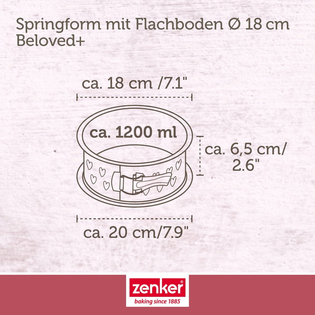 Nærbilde av non-stick belegg på Springform med flat bunn non-stick Ø18 cm hjertemønster - Zenker