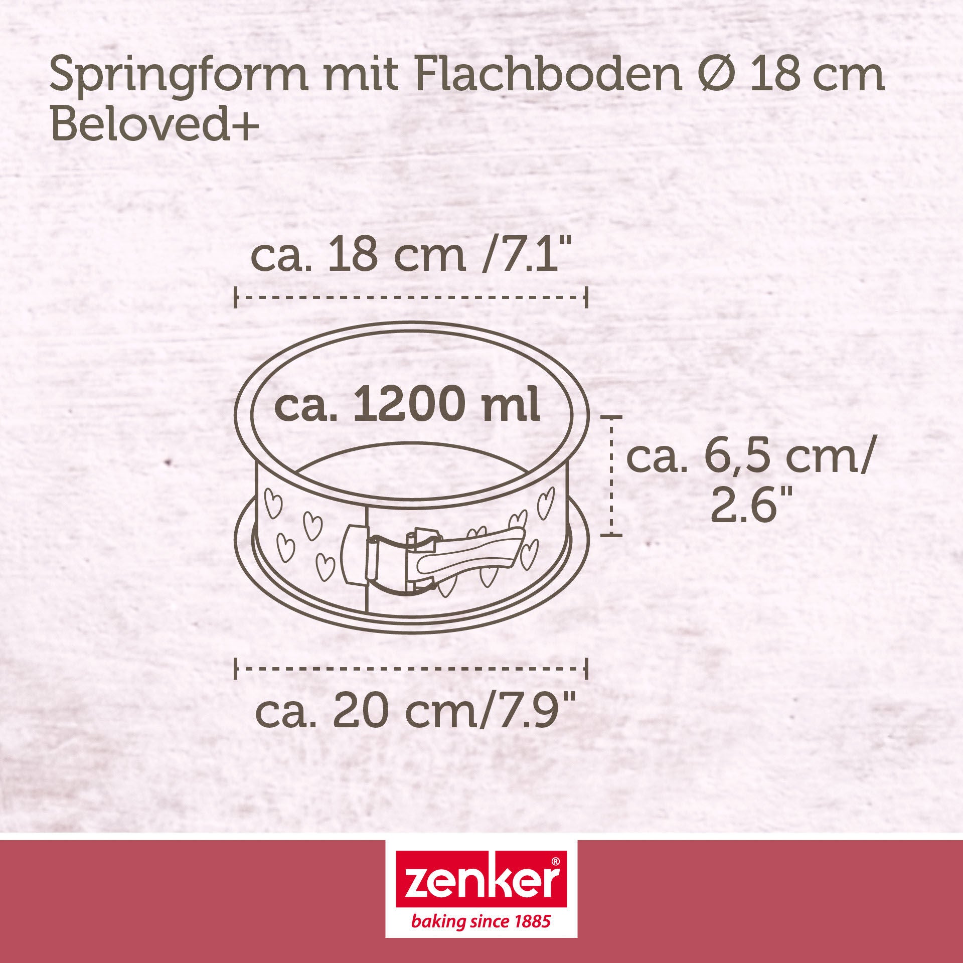 Nærbilde av non-stick belegg på Springform med flat bunn non-stick Ø18 cm hjertemønster - Zenker