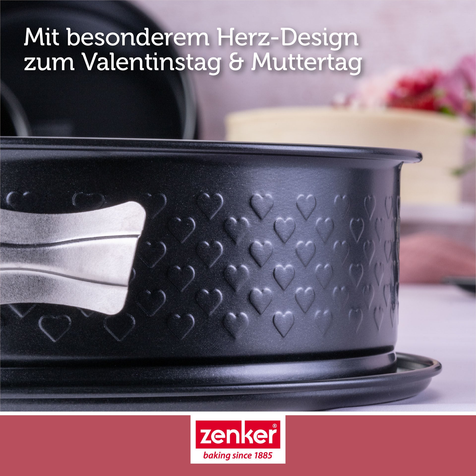 Springform med flat bunn non-stick Ø18 cm hjertemønster - Zenker sideprofil