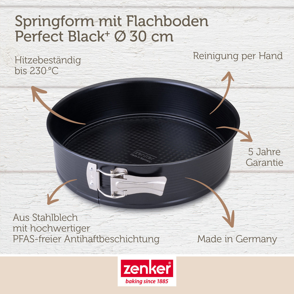 Nærbilde av kant og riller på Springform med flat bunn non-stick Ø30 cm stål - Zenker