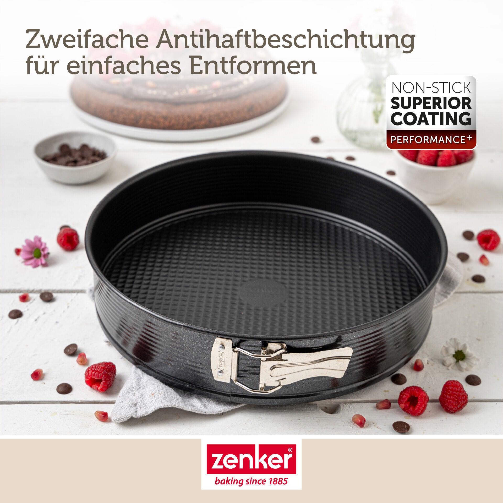 Springform med flat bunn non-stick Ø30 cm stål - Zenker oppbevaring