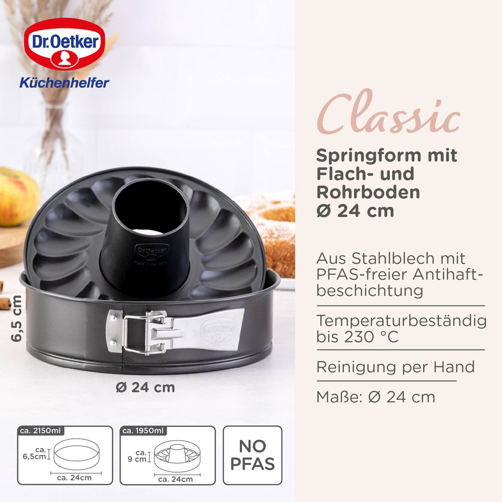 Montert Springform med flat- og rørbunn Ø24 cm non-stick keramikk Dr. Oetker