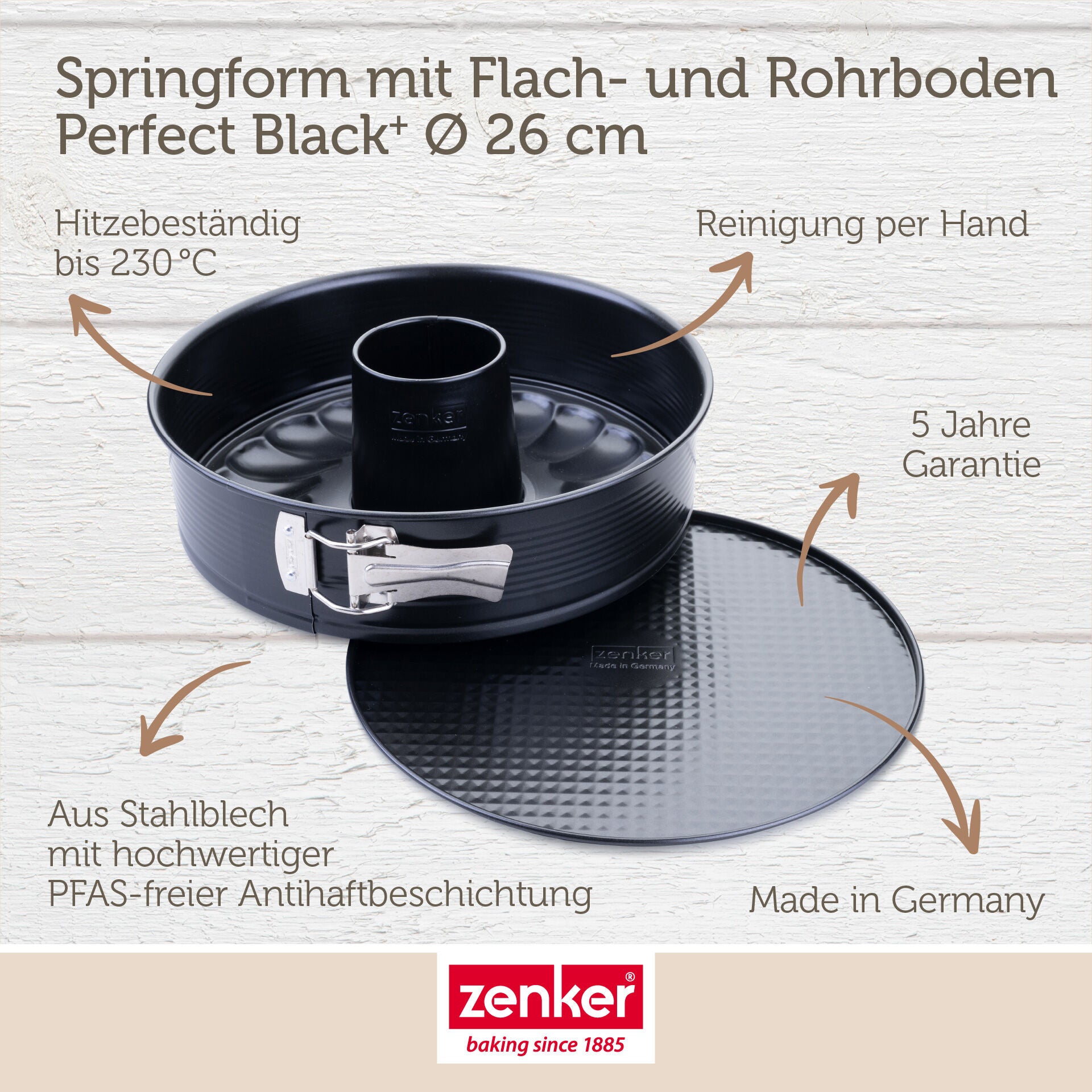 Nærbilde av rillepreg på Springform med flat- og rørbunn non-stick Ø26 cm - Zenker
