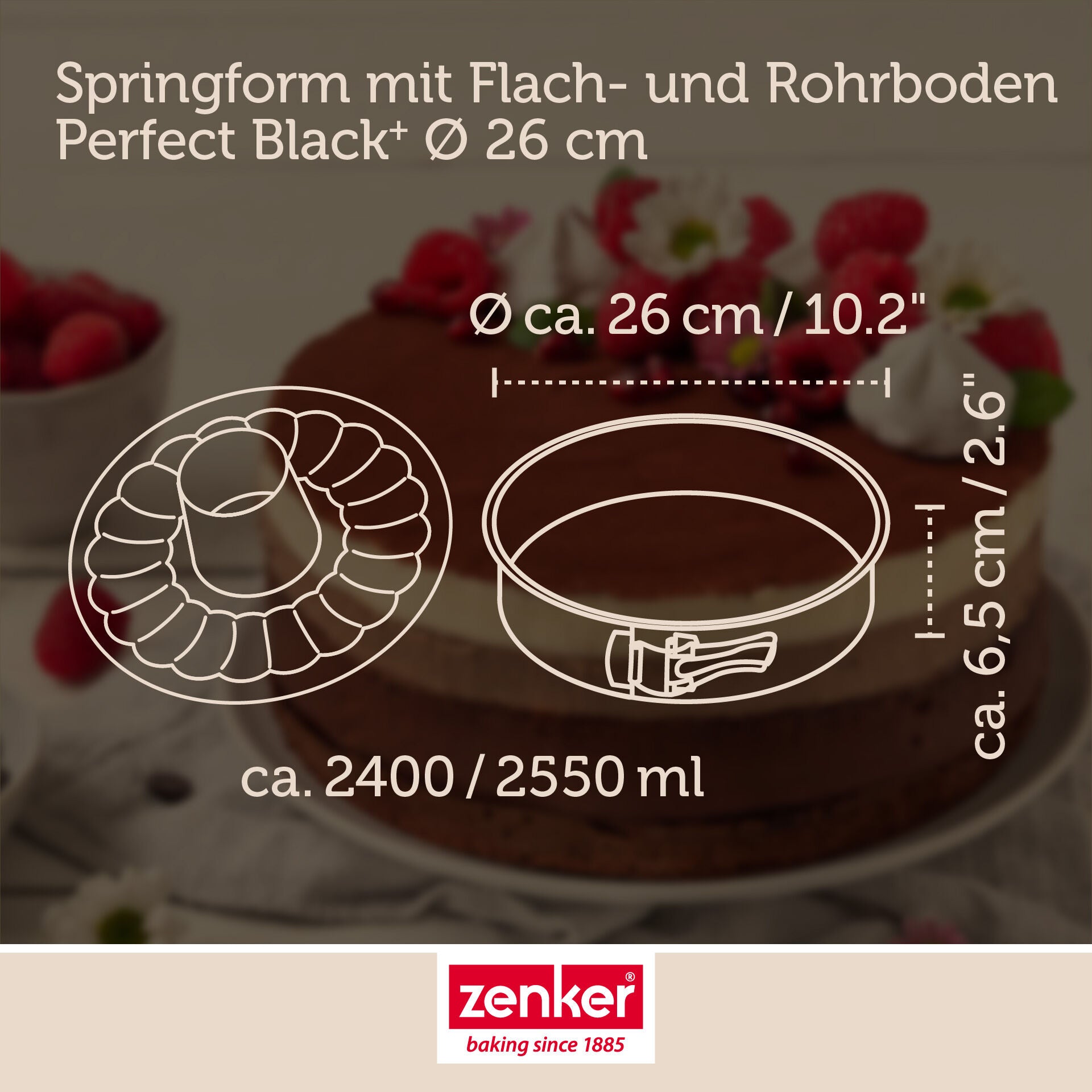 Springform med flat- og rørbunn non-stick Ø26 cm - Zenker montert i ovn