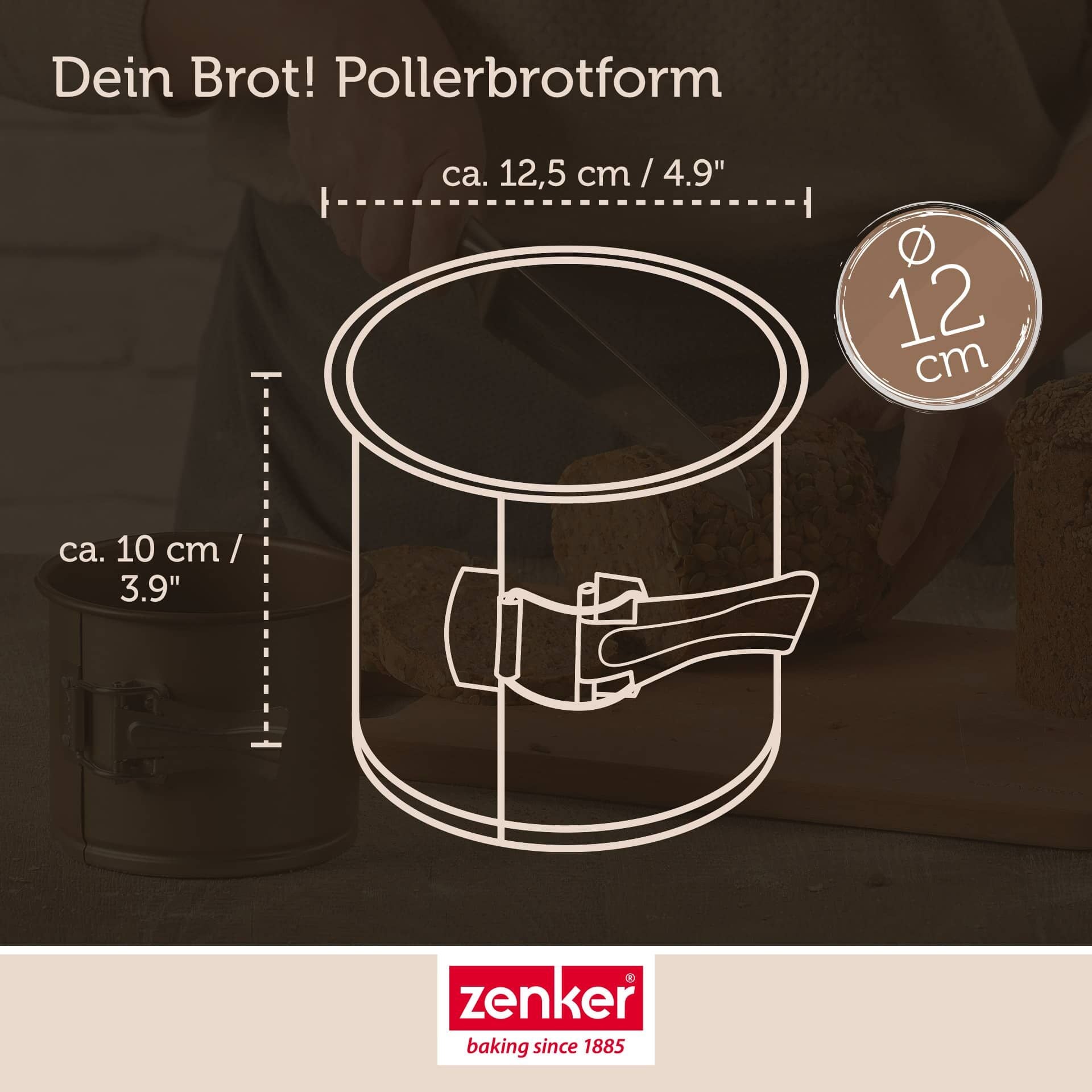 Detalj av kant på Springform for brød Ø12 cm non-stick stål - Zenker