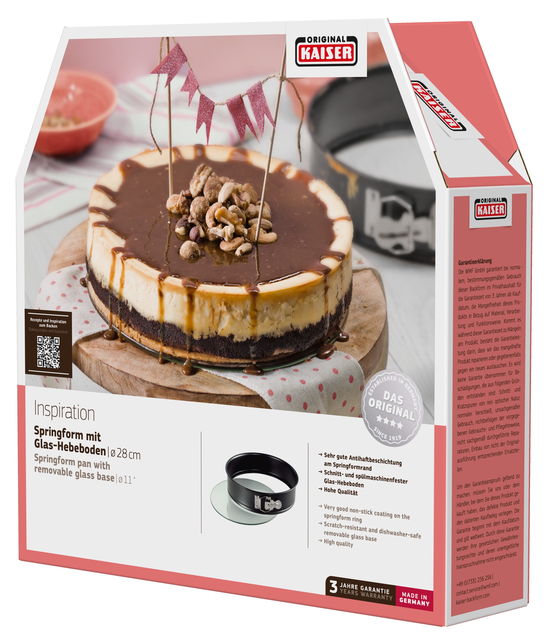 Springform med glassbunn Ø28 cm non-stick KAISER Inspiration montert og klar til bruk