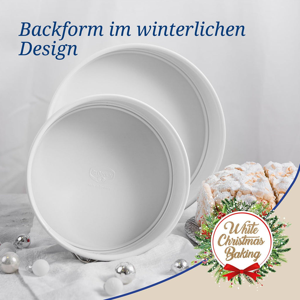 Springform hvit/grå Ø26 cm til julebakst - Dr. Oetker med ferdig bakt julekake