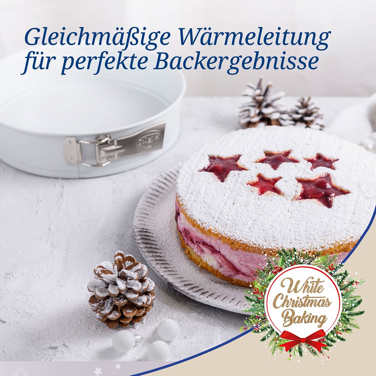 Undersiden av Springform hvit/grå Ø26 cm til julebakst - Dr. Oetker