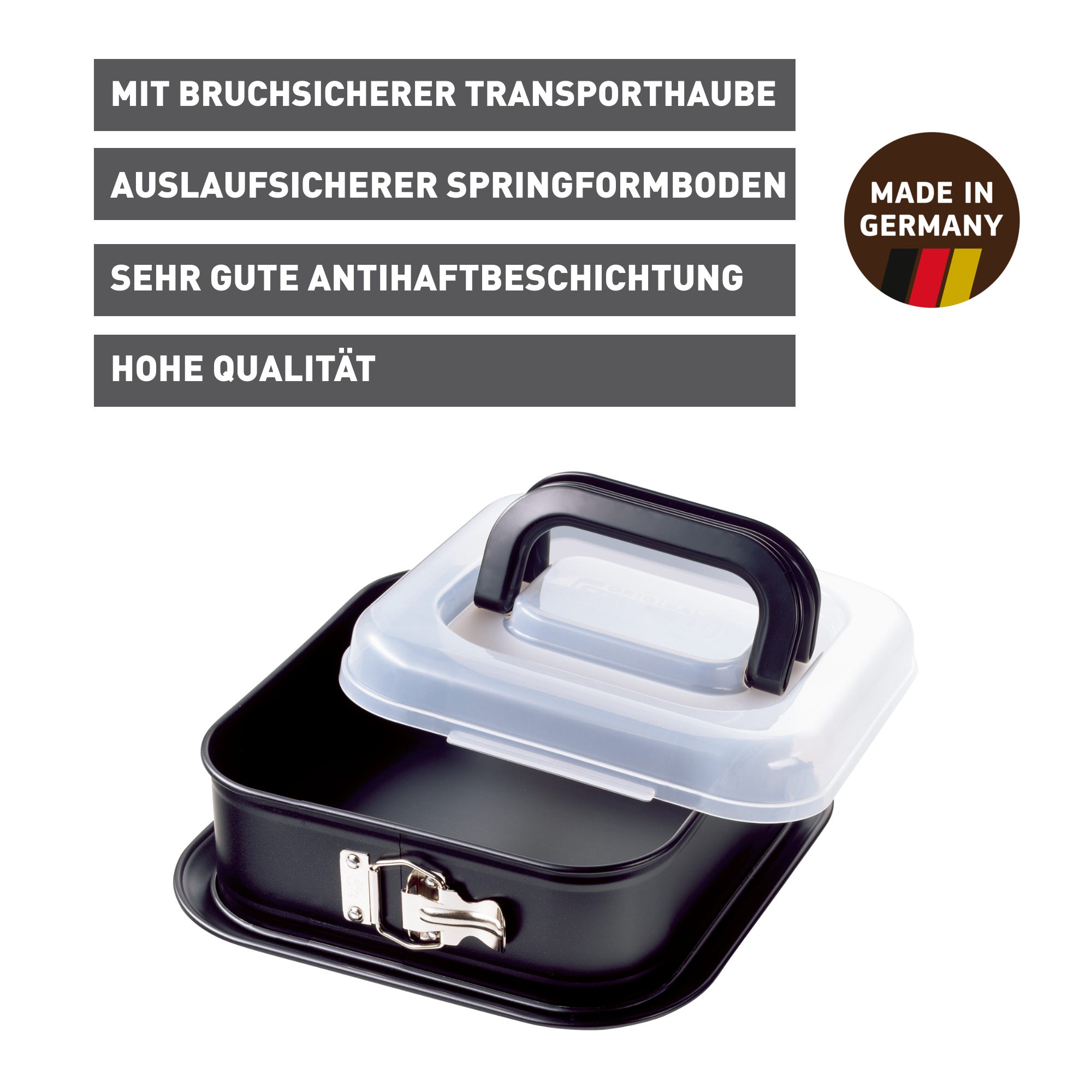 Springform kvadratisk 24 x 24 cm med transportlokk - Kaiser Inspiration bakside