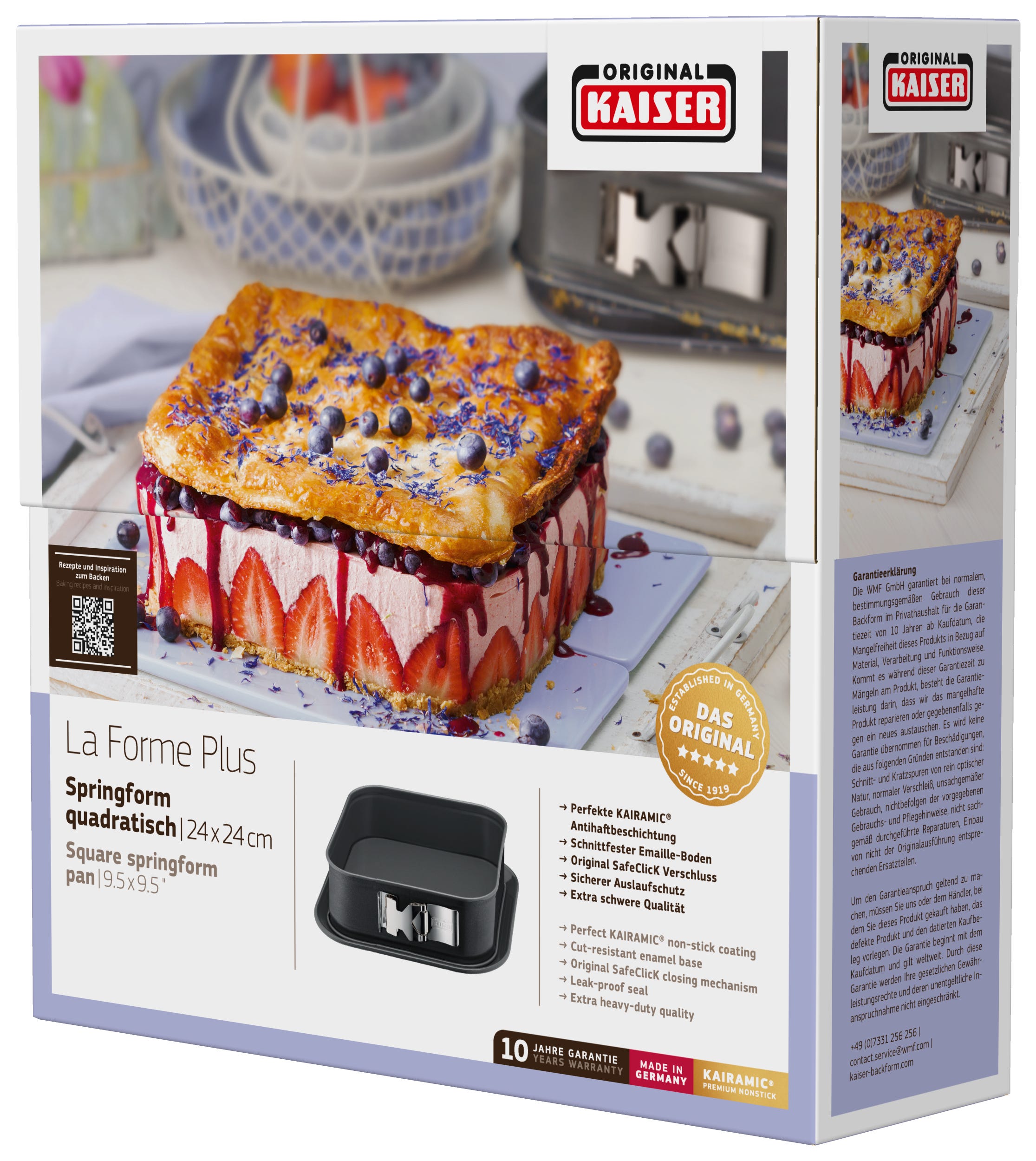 Nærbilde av KAIRAMIC® non-stick belegg på Springform kvadratisk 24x24 cm med SafeClick non-stick