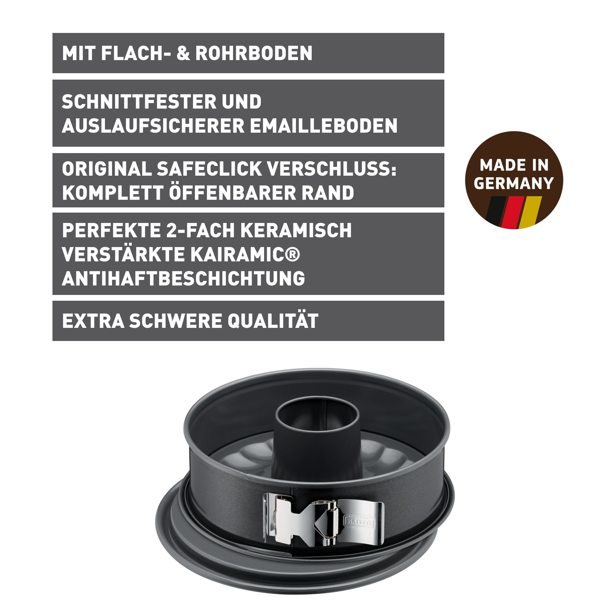 Springform med rørbunn og SafeClick 26 cm non-stick montert med kake