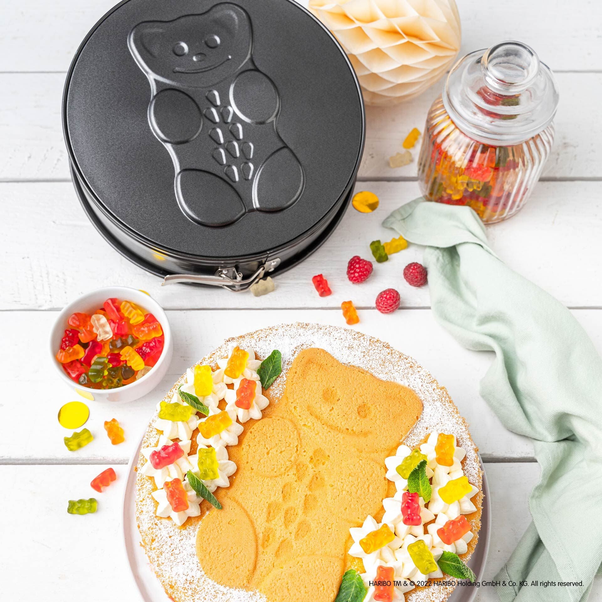 Springform med motivbunn HARIBO Gullbjørn Ø26 cm non-stick bakside