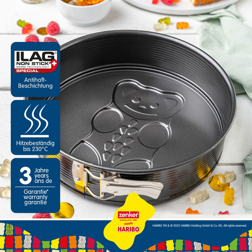 Springform med motivbunn HARIBO Gullbjørn Ø26 cm non-stick montert i ovn