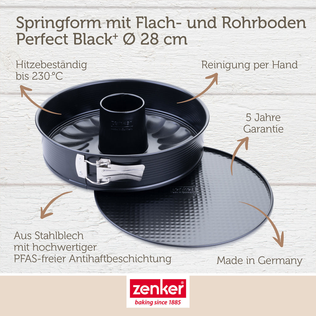 Springform med flat- og rørbunn non-stick Ø28 cm - Zenker montert