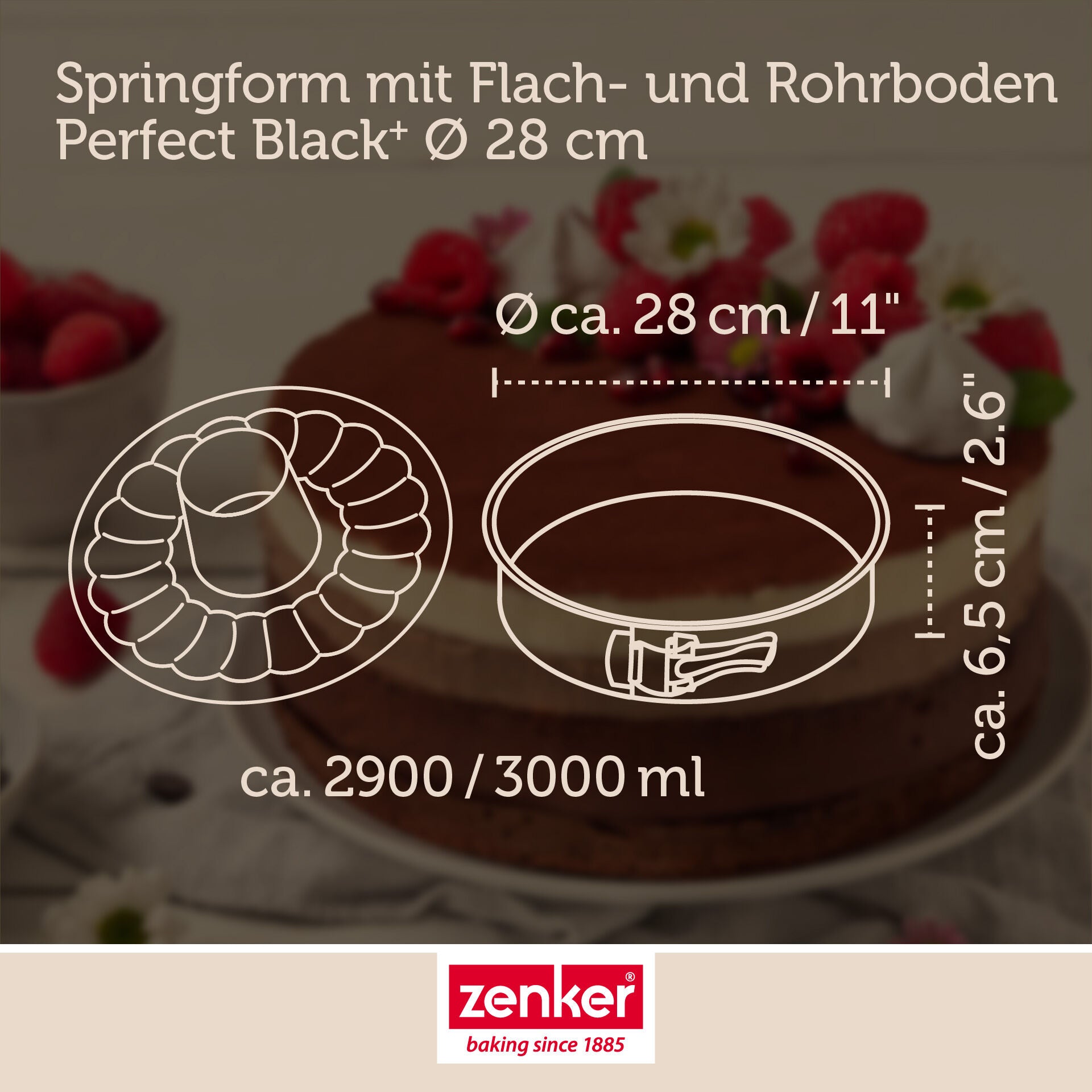 Nærbilde av rillemønster på Springform med flat- og rørbunn non-stick Ø28 cm - Zenker