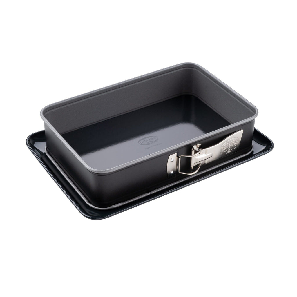 Springform rektangulær 28x18 cm emaljert bunn non-stick forfra