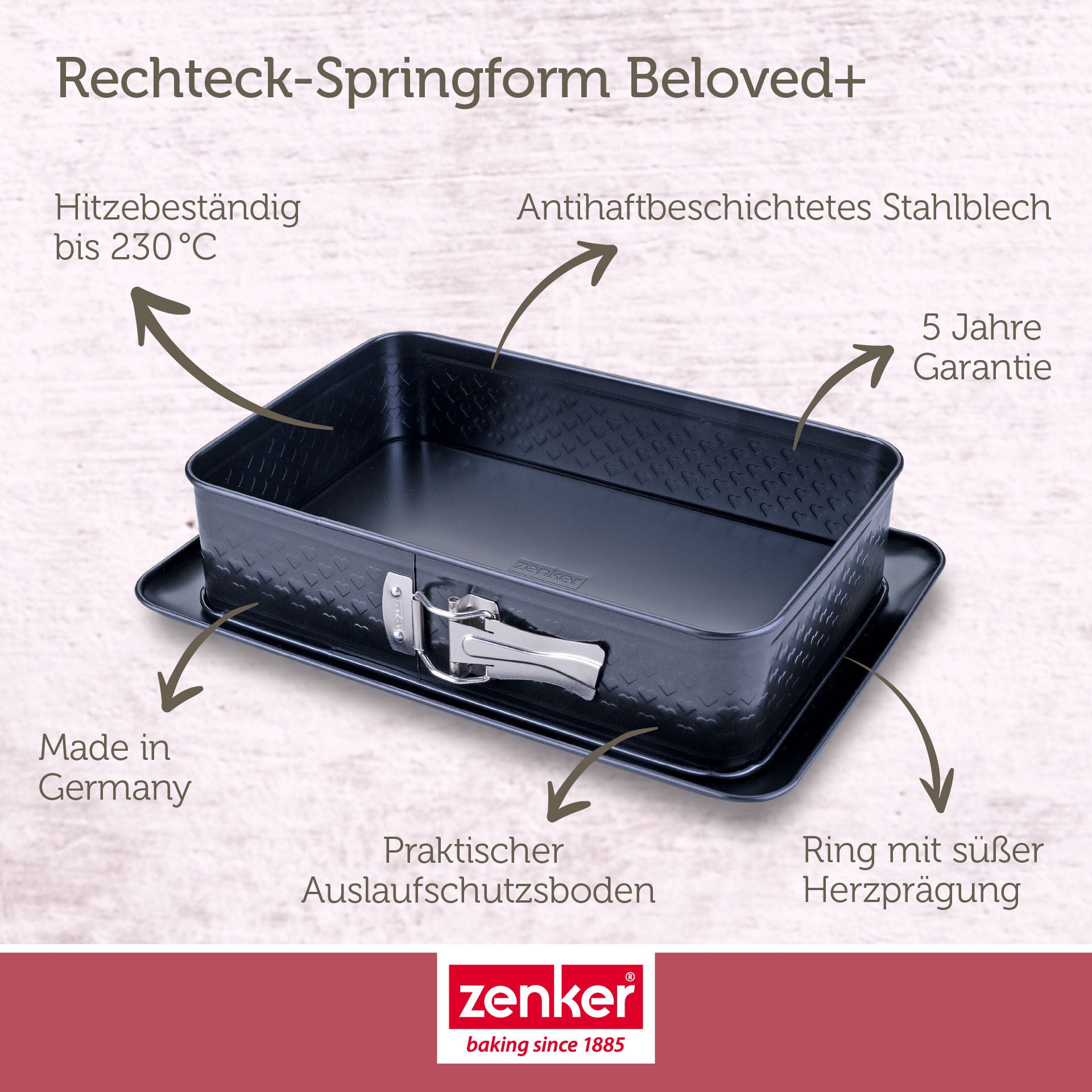 Detalj av non-stick belegg på Springform rektangulær 28x18 cm non-stick - Zenker