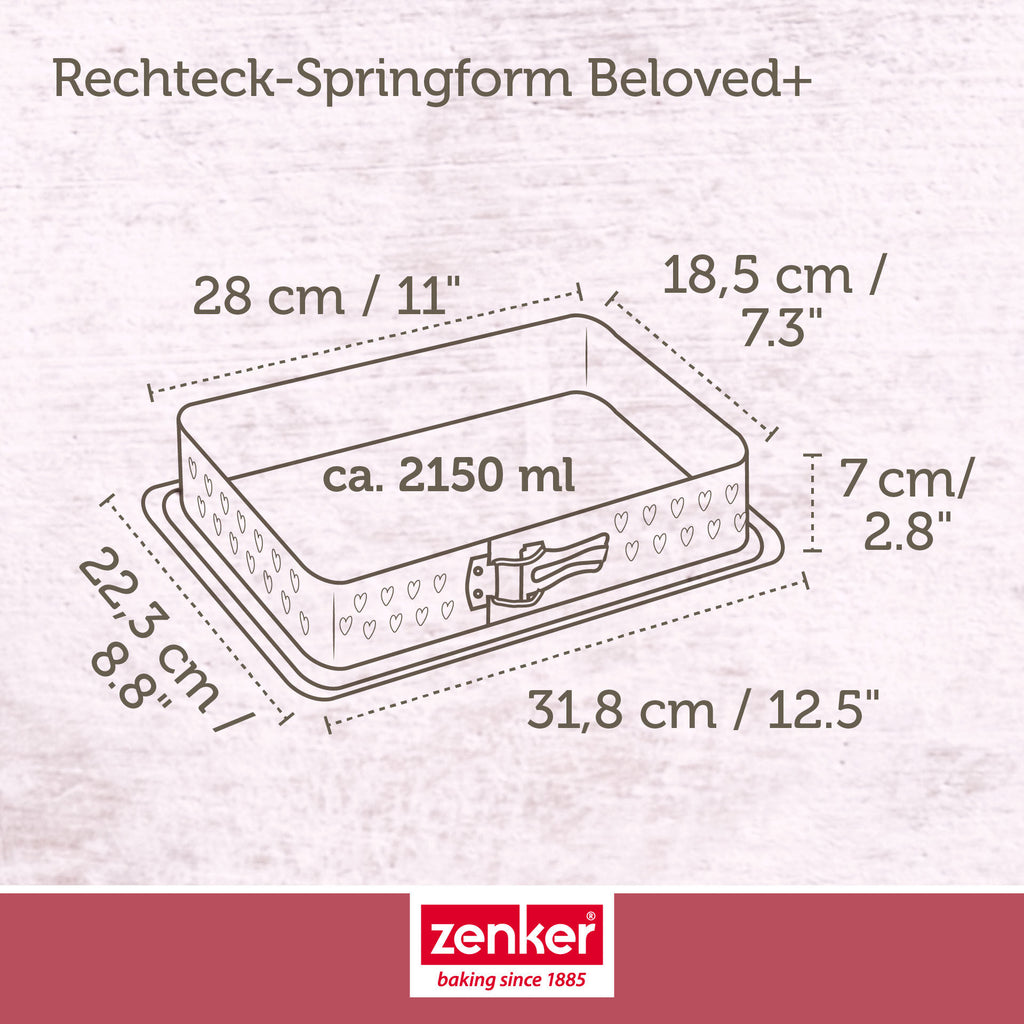 Springform rektangulær 28x18 cm non-stick - Zenker med utløpsbeskyttelse