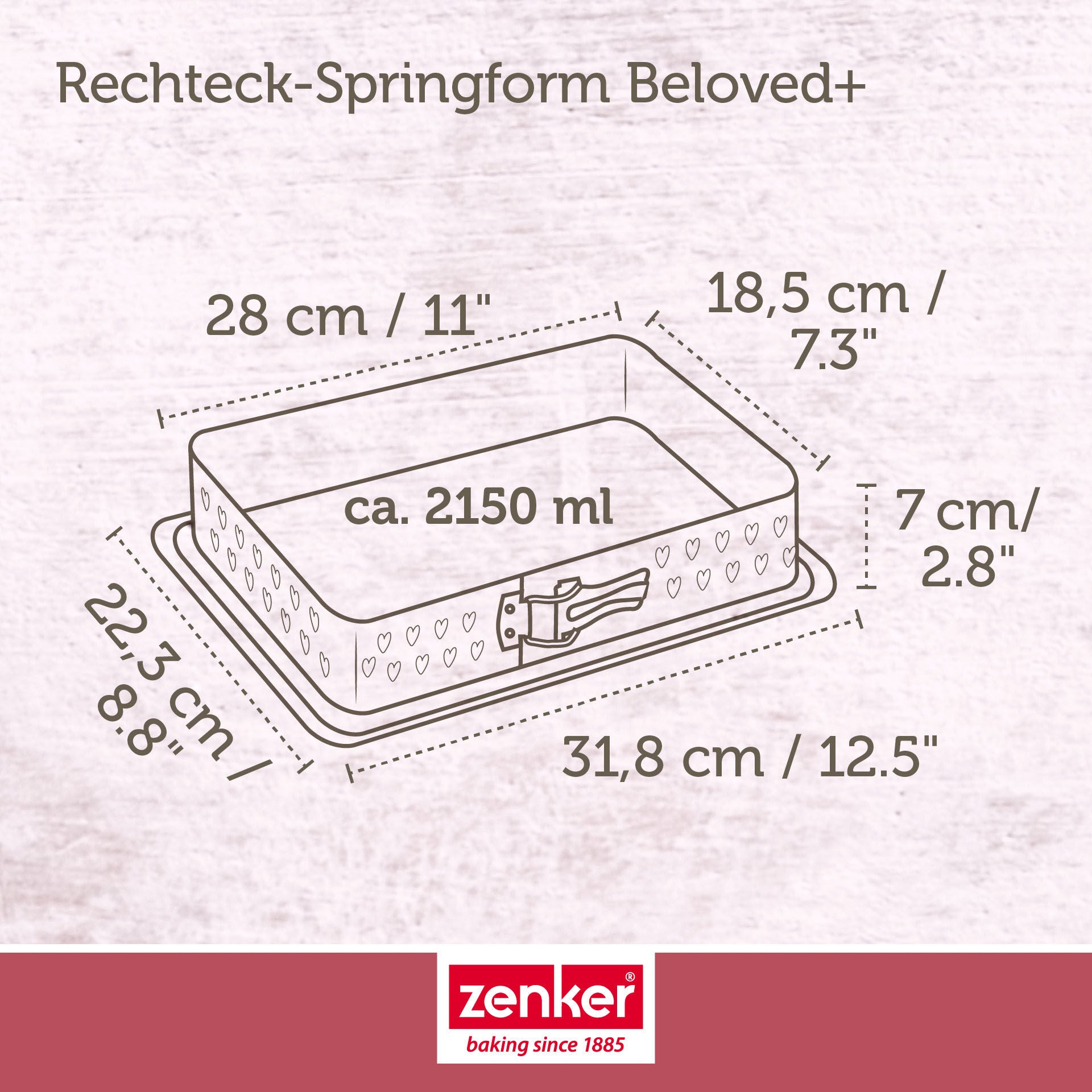 Springform rektangulær 28x18 cm non-stick - Zenker med utløpsbeskyttelse