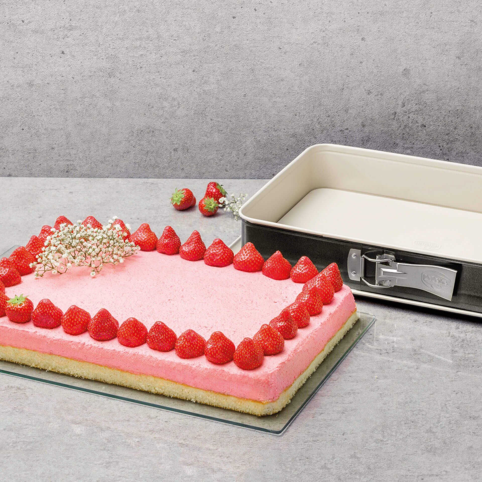 Springform rektangulær 38×25 cm non-stick - Dr. Oetker bakside