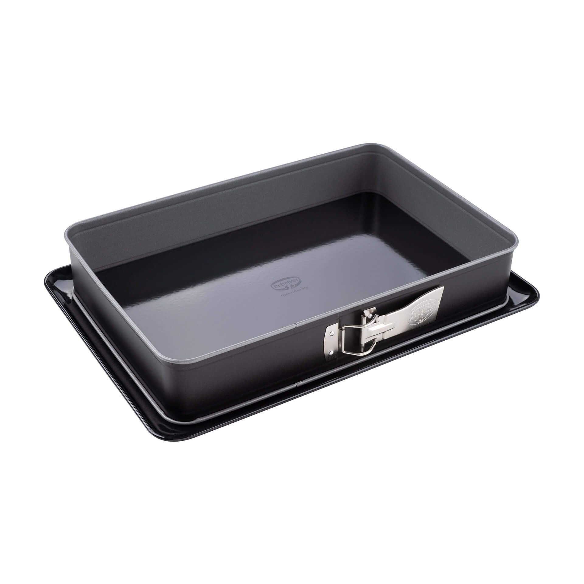 Springform rektangulær 42x29 cm emaljert bunn non-stick forfra