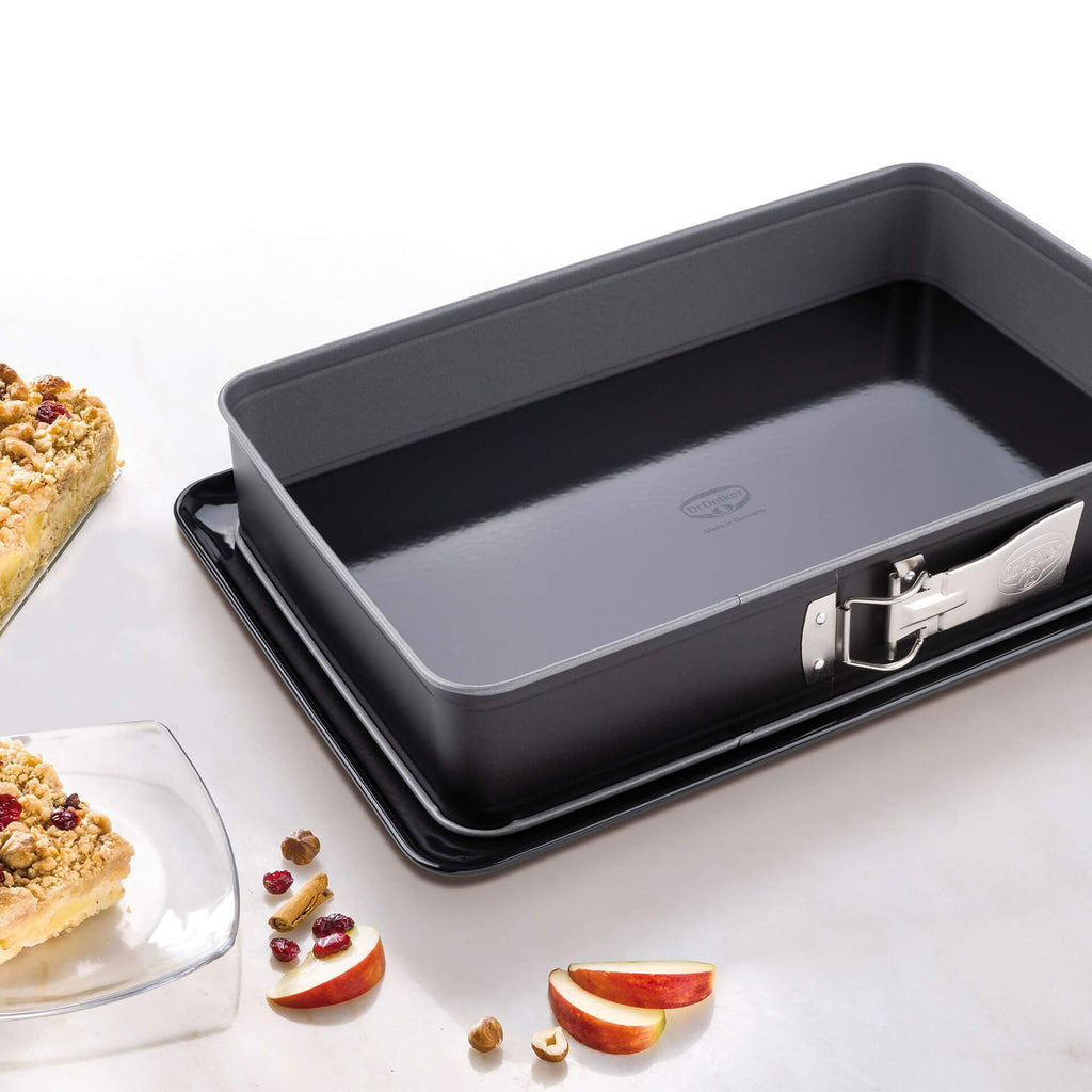 Springform rektangulær 42x29 cm emaljert bunn non-stick bakside