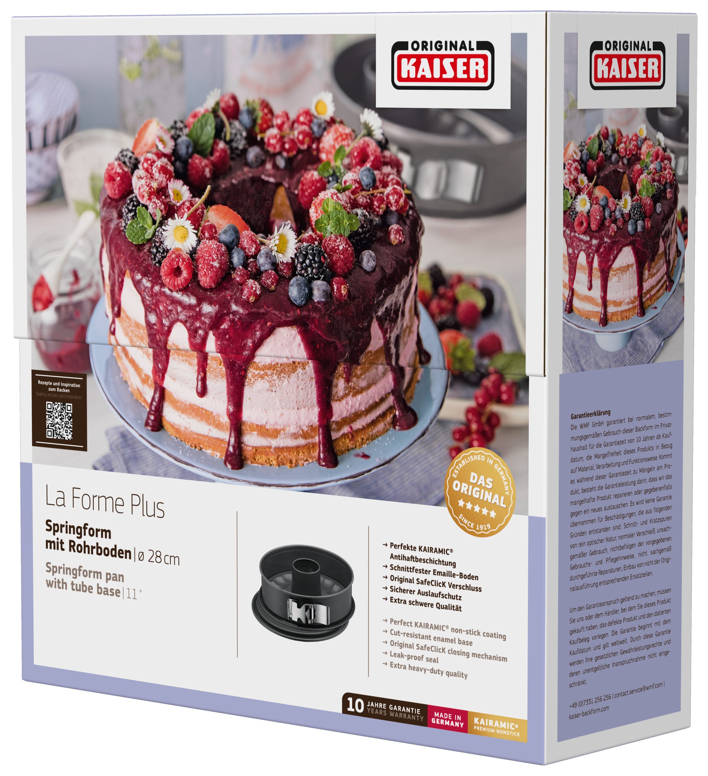 Springform med rørbunn og SafeClick 28 cm non-stick Kaiser med kake