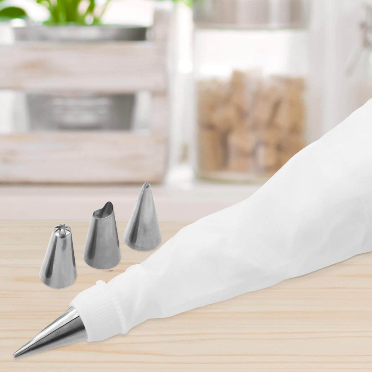 Sprøytepose med 4 dyser rustfritt stål 31×18 cm - Zenker dyser detalj