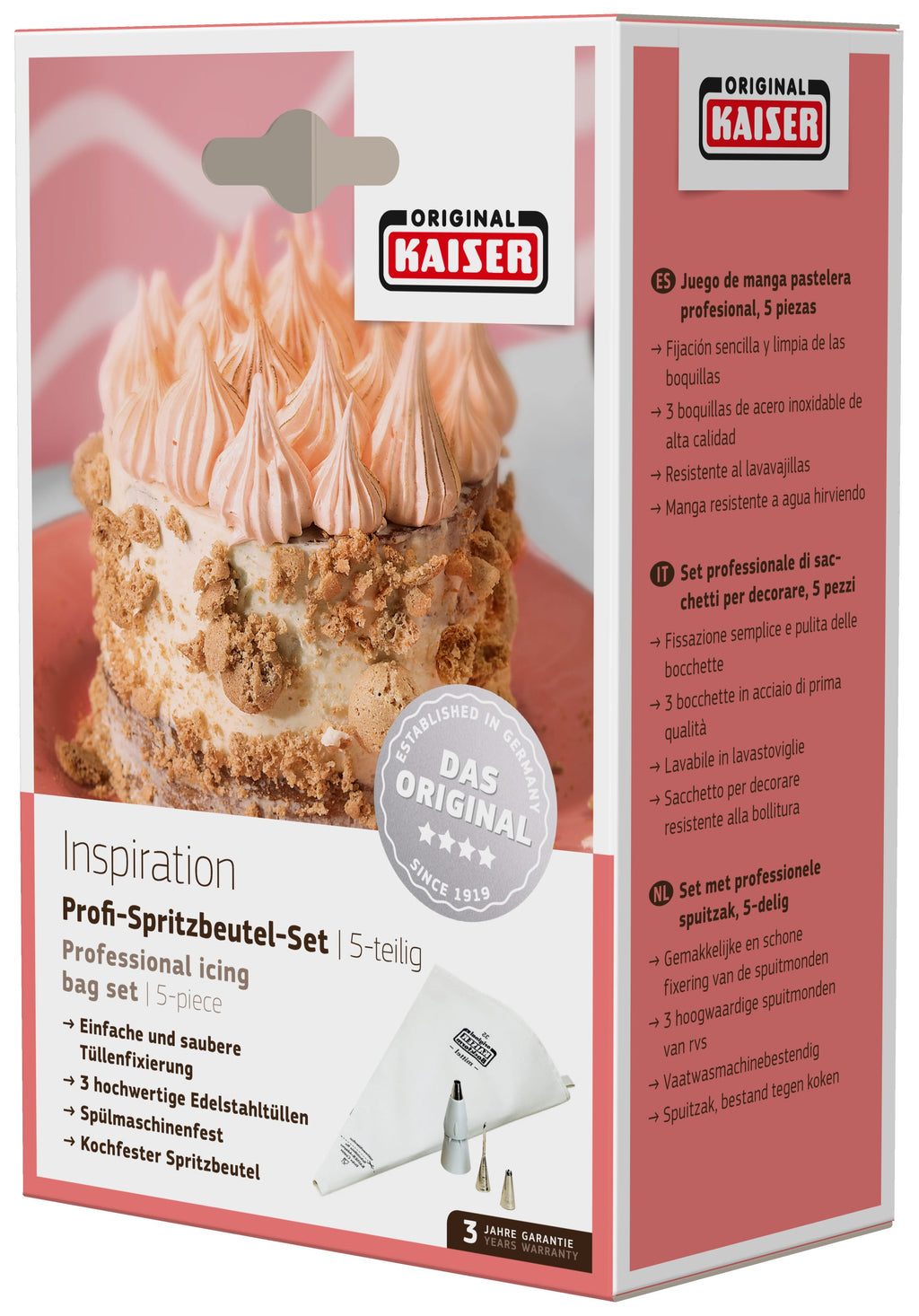 Sprøytepose-sett 5-delt med dyser bomull Kaiser Inspiration montert