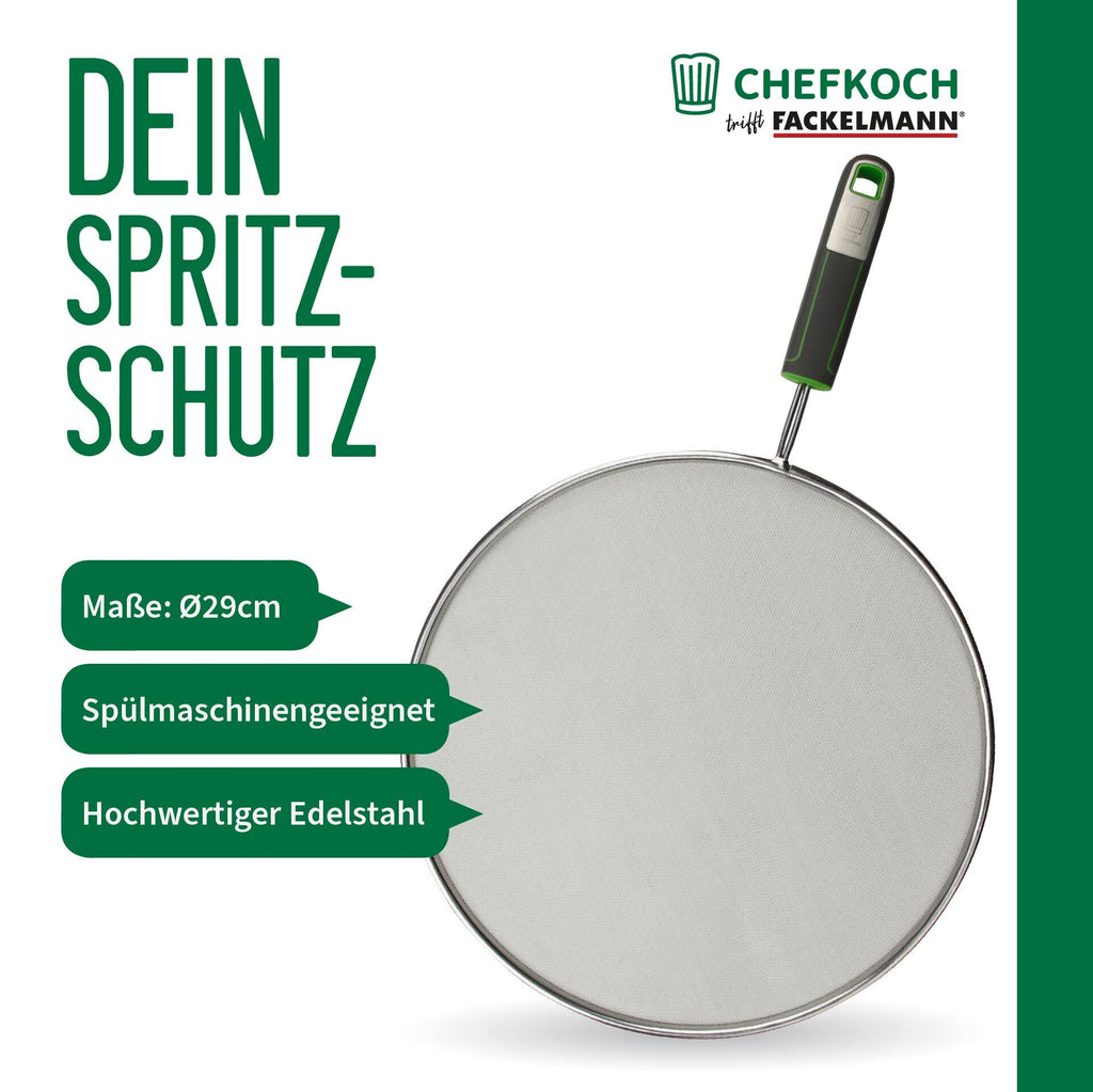 Sprutbeskytter Ø29 cm rustfritt stål - Chefkoch trifft Fackelmann med emballasje