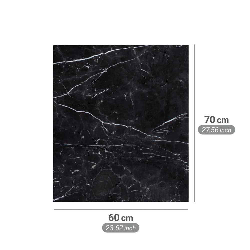 Spruttbeskyttelse glass marmor svart 60 x 70 cm detalj av kant