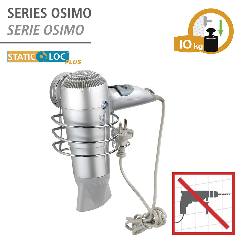 Static-Loc® Plus hårfønereholder Osimo uten boring metall bakside
