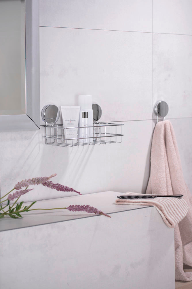 Static-Loc® Plus vegghylle Osimo bad metall uten boring fra siden