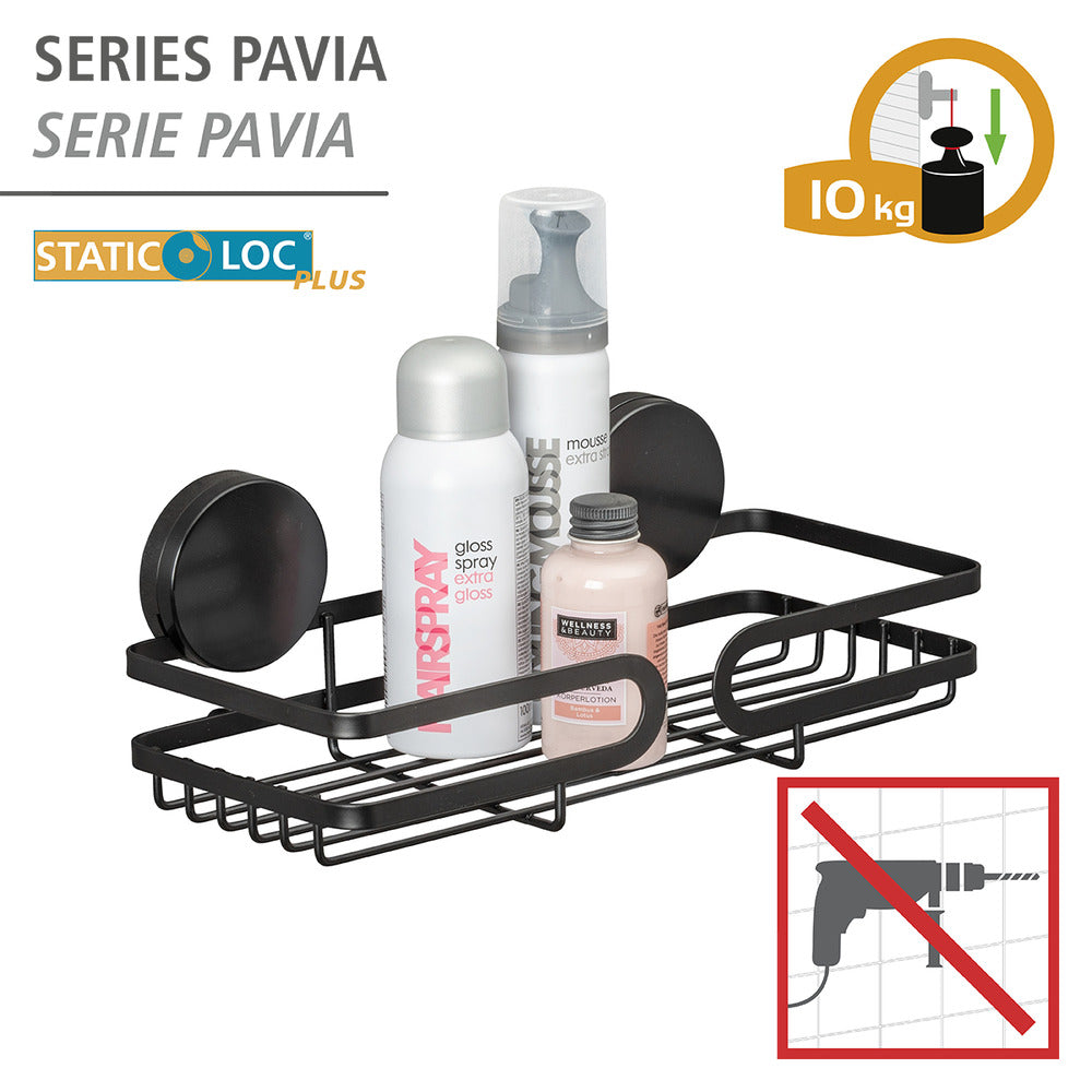 Static-Loc® Plus vegghylle Pavia svart metall bakside