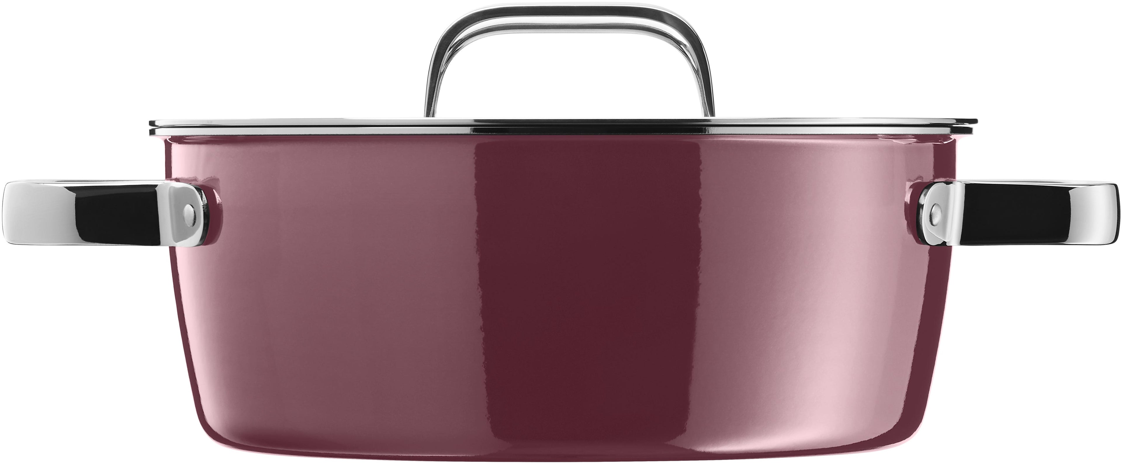 Stekegryte Fusiontec Aromatic med lokk 22 cm rose quartz montert på komfyr