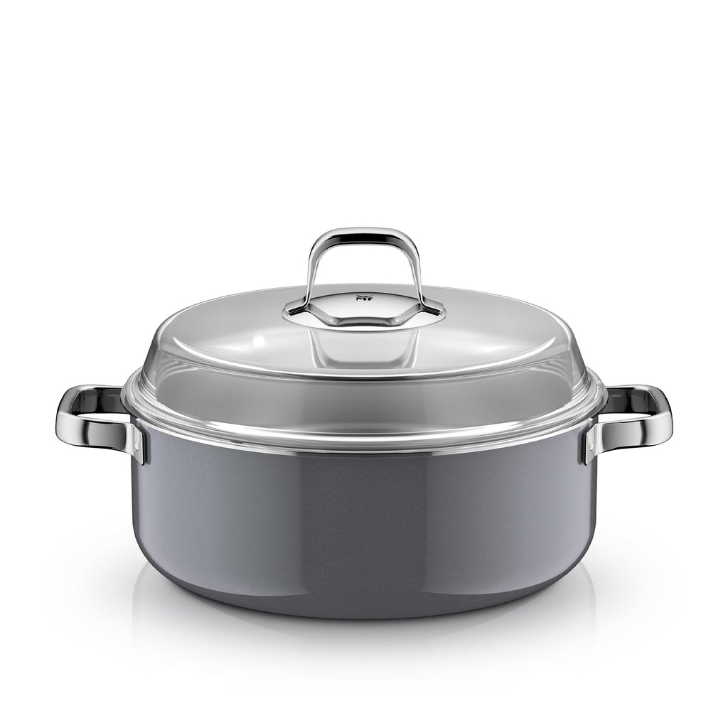 Stekegryte med lokk Fusiontec Mineral Pro 28 cm 6 L platinum - WMF forfra