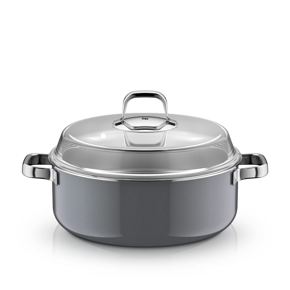 Stekegryte med lokk Fusiontec Mineral Pro 28 cm 6 L platinum - WMF forfra