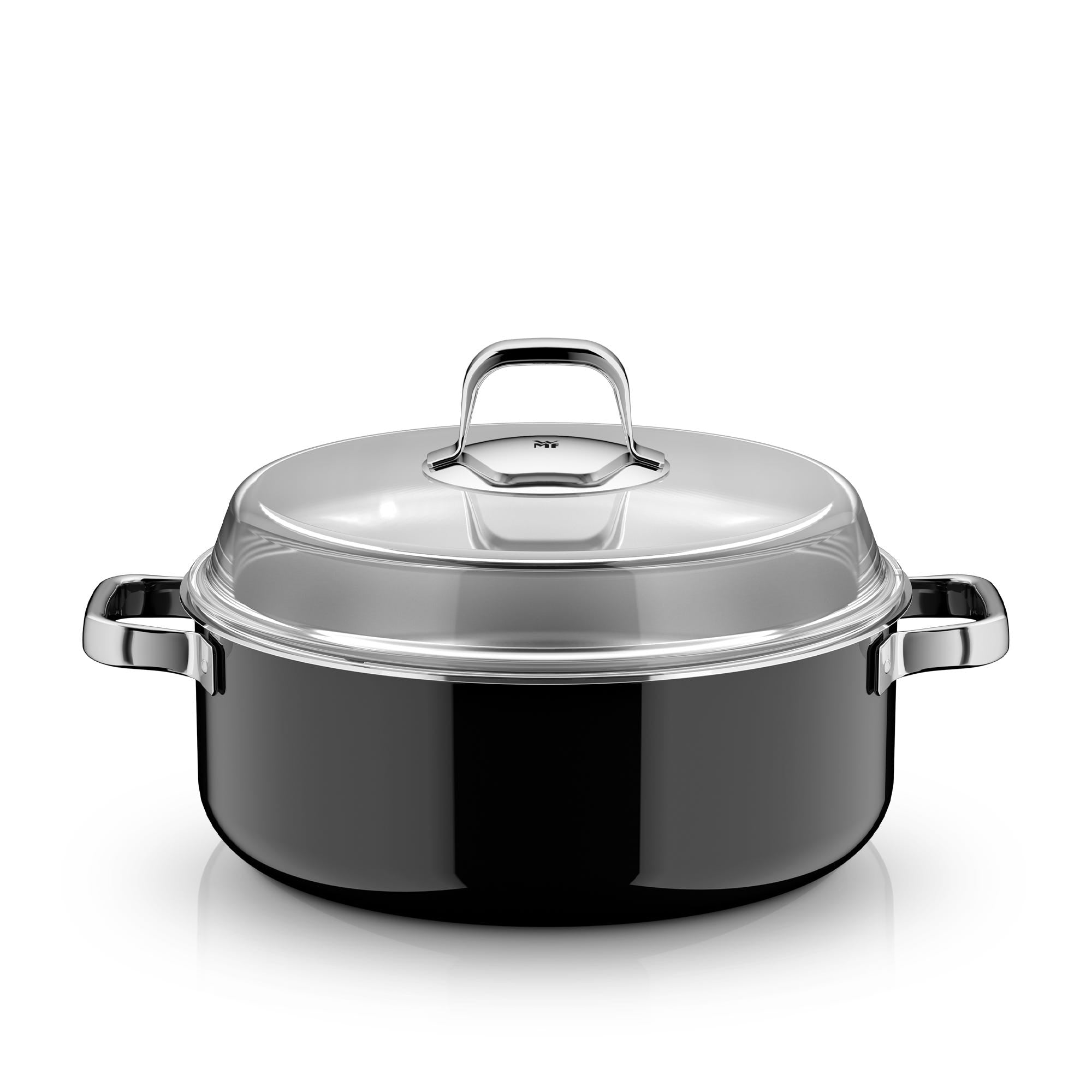 Stekegryte med lokk Fusiontec Mineral Pro 28 cm 6 L svart - WMF forfra