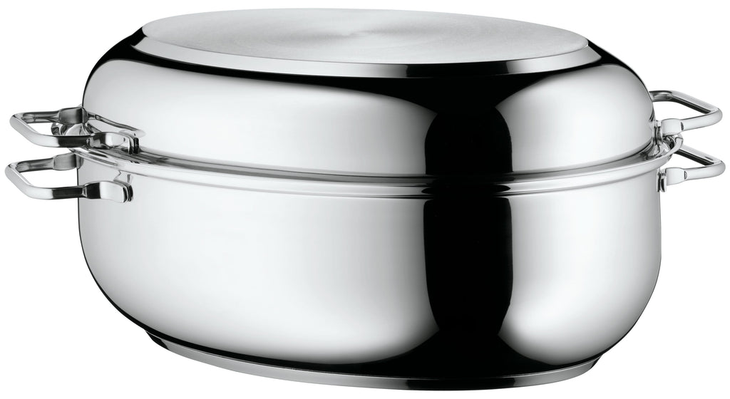 Detalj av lokket på Stekegryte oval rustfritt stål 8,5 L WMF