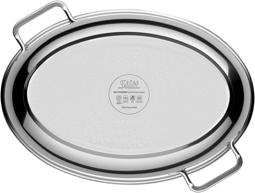 Detalj av Stekegryte oval rustfritt stål 8,5 L med lokk induksjon - Silit