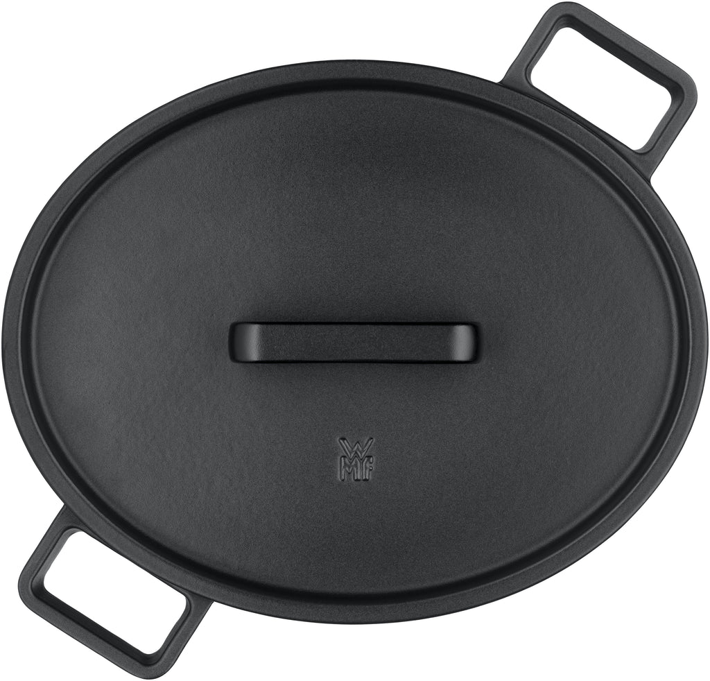 Stekegryte oval støpejern 33 x 26 cm 8,6 L med lokk - WMF detalj av grytekant