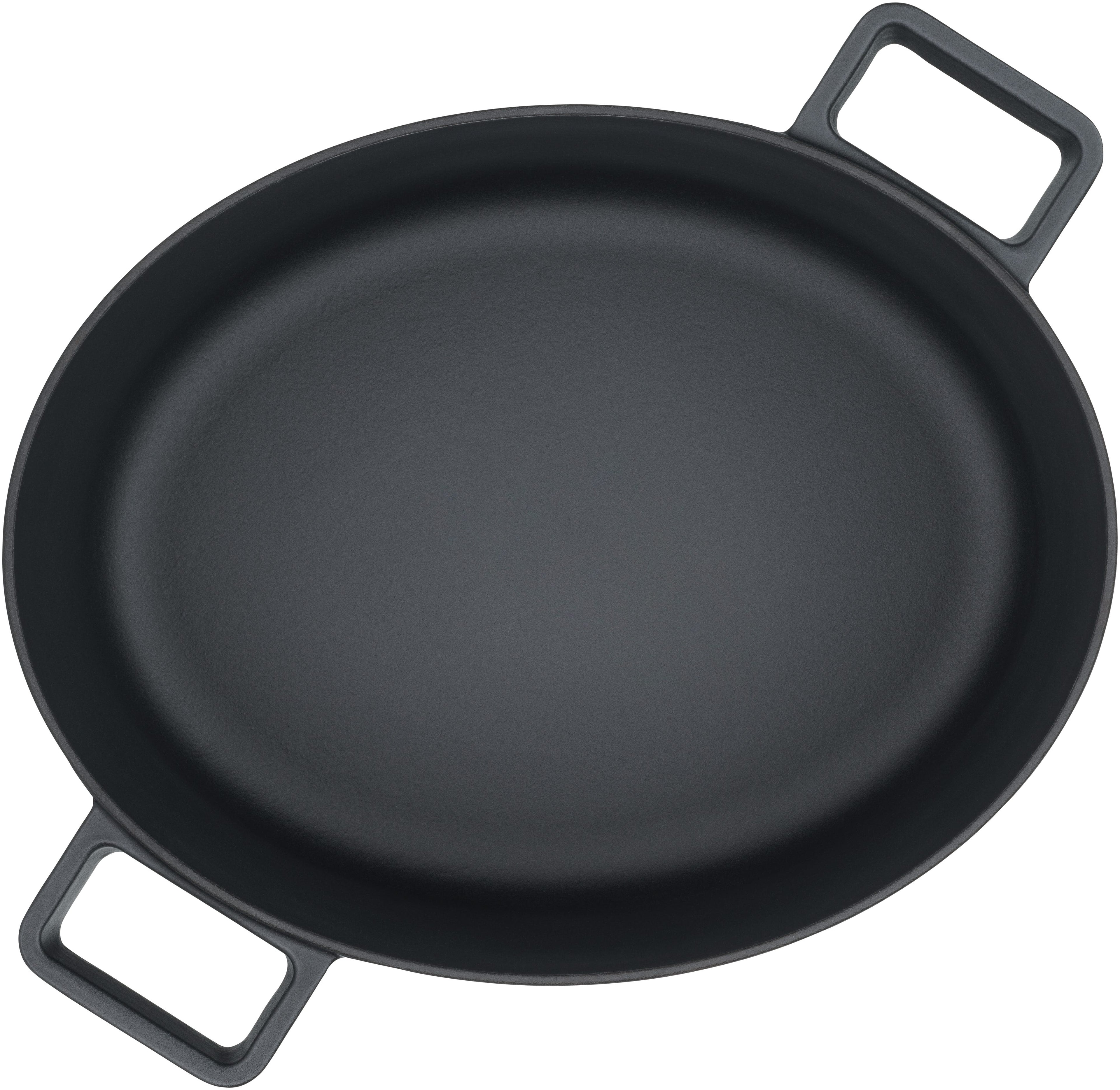 Stekegryte oval støpejern 33 x 26 cm 8,6 L med lokk - WMF med mat inni